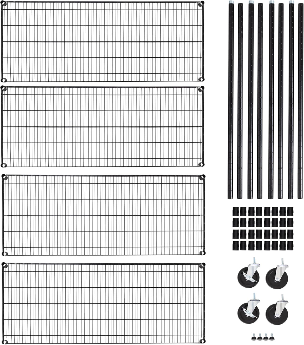 Seville Classics UltraDurable Heavy Duty NSF Solid Steel Wire Rack Storage Unit, Organizer for Garage, Warehouse, Office, Restaurant, Classroom, Kitchen, Black, 4-Tier Shelving, 60" W x 24" D