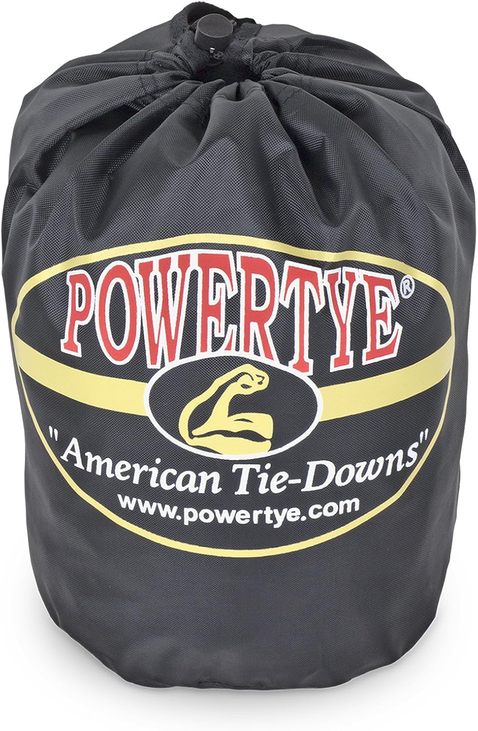 PowerTye 1.5in x 6.5ft Heavy Duty Ratchet Tie-Down Straps with Soft-Tye, Carabiner Hooks - 1,000 lb Working Load Limit / 3,000 lb Breaking Strength - Made in USA - Orange/Black Pair + Storage Bag