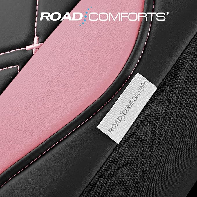 Road Comforts Seat Covers, Premium Leather Car Seat Covers Full Set for Women Girls,Airbag Compatible, Automotive Seat Covers Universal Fit Most Cars,Vans,Truck,SUV