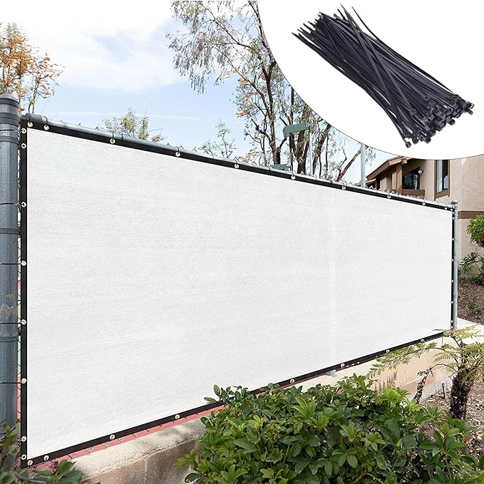 Royal Shade Custom Size 6' x 158' White Fence Privacy Screen Windscreen Cover Netting Mesh Fabric Cloth - Cable Zip Ties Included (We Make Custom Size)