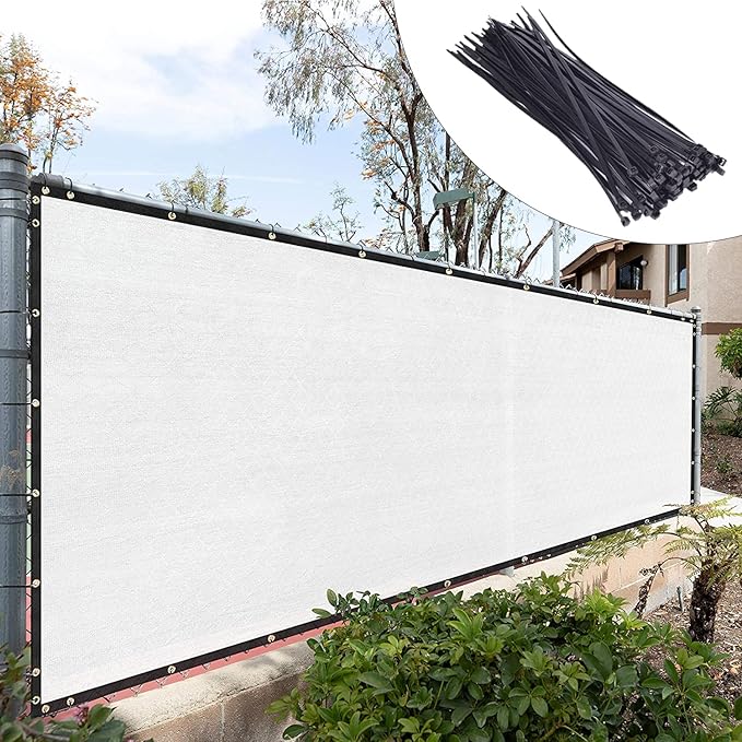 Royal Shade Custom Size 5' x 81' White Fence Privacy Screen Windscreen Cover Netting Mesh Fabric Cloth - Cable Zip Ties Included (We Make Custom Size)