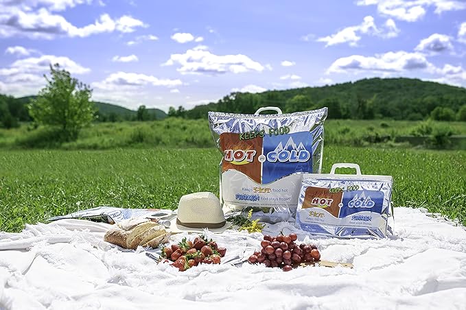 Superio Hot and Cold Insulated Bags for Food Delivery, Grocery Shopping Bags, Food Storage for Hot and Frozen Food for Travel, Disposable Cooler Bag, Reinforced Thermal Lunch Bag (3, 12"x13.5")