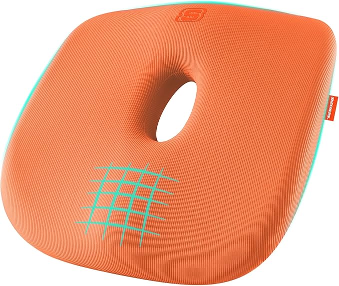 Skechers Seat Cushion Memory Foam,Donut Pillow Office Chair Cushion for Tailbone Pain Relief,Butt Pillow for Office Chair,Car seat Cushion,Long Sitting Office Workers,and Car Drivers,Orange