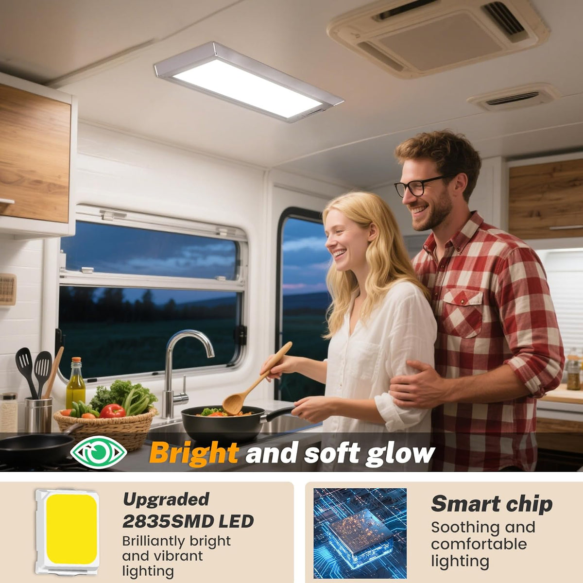 8 Pack RV Lights Interior,3 Color RV LED Super Bright Fixture,12V RV Ceiling Dome Light with ON/Off Dimmable Switch Energy Saving Gift Package for RV/Camper/Car/Trailer/Boat