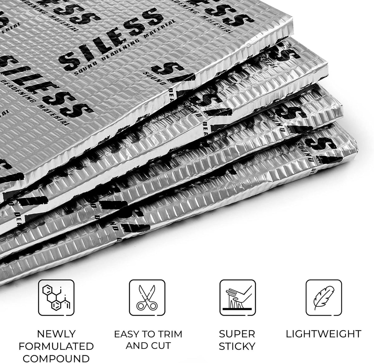 Siless 80 mil (2mm) 18 sqft (1.7 sqm) Car Sound Deadening mat - Butyl Automotive Sound Deadener - Noise Insulation and Vibration Dampening Material (18 sqft)