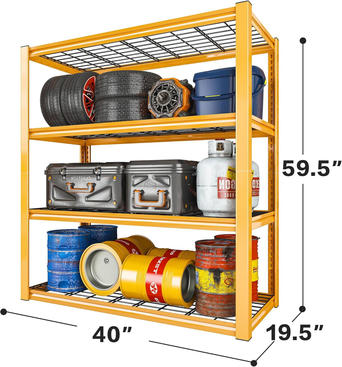 REIBII 40" W Garage Shelving 2240 LBS Storage Shelves Adjustable Heavy Duty Shelving 4 Tier Metal Shelves for Storage 59.5"H Metal Shelf for Pantry Basement Warehouse 40"W × 19.5"D × 59.5"H, 4 Pack