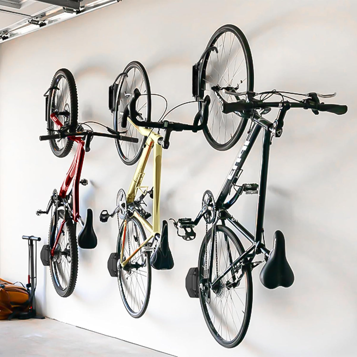 Swivel Bike Wall Mount, Vertical Bike Rack for Garage, Space-Saving Bike Storage and Hanger with Gear Position Lock, Supports Up to 66 lbs, Black, 2 Pack