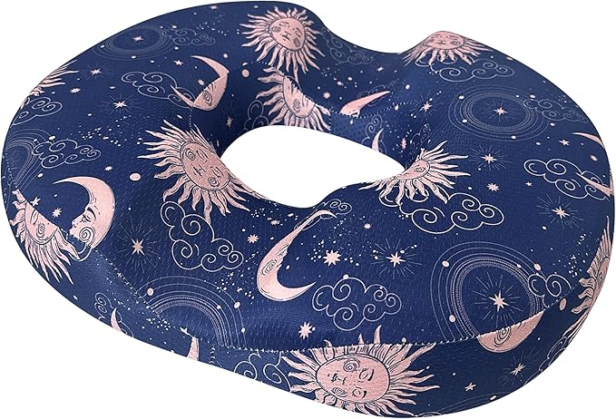 Donut Center Hole Hemorrhoid Pillow Memory Foam Hemorrhoids Seat Cushion for Tailbone or Coccyx Pain Relief Home Office Desk Chair Car Seat Cushions for Women Postpartum Pregnancy (Blue)
