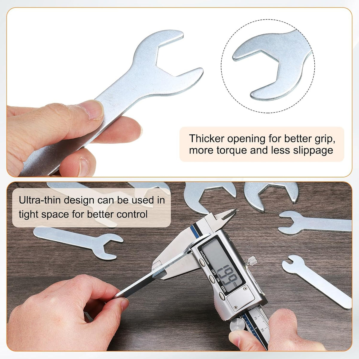 HARFINGTON 10pcs Small Wrench 21x126x2.8mm Metric U-Shaped Single Open Ended Spanner Super Thin Flat Head Galvanizing Wrench for Automotive Repair Furniture Assembly