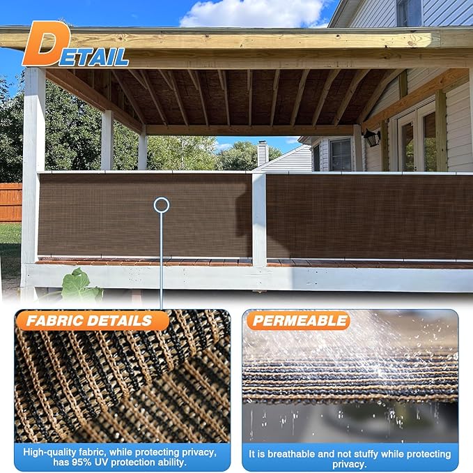 TANG Sun Shade Fabric Roll 8'x44' Shade Cloth for Garden Brown HDPE Mesh Shading Pergola Cover Replacement Canopy, 95% Blockage Sunshades for Outdoor Patio Backyard Plant