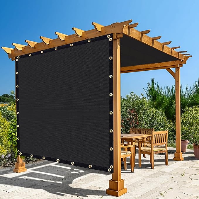 Amagenix 90% Shade Fabric 6'X 17' Black Sun Shade Cloth with Grommets for Pergola Replacement Shade Cover Canopy, Heavy Duty, Cable Zip Ties Included (We Customized)