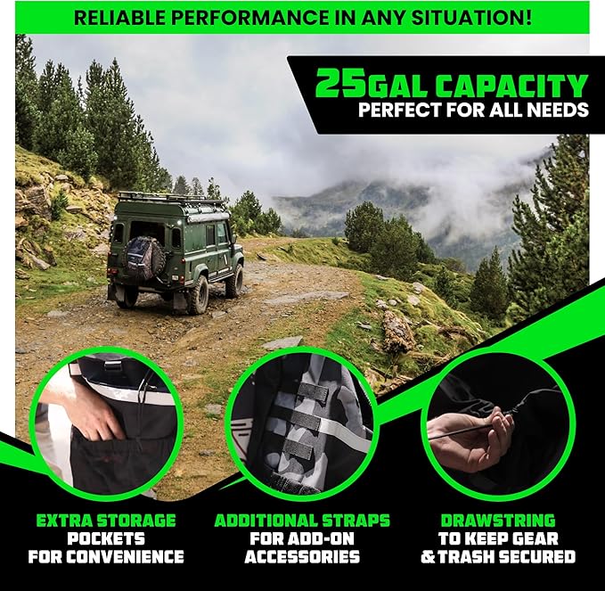 Rhino USA Spare Tire Trash Bag - Ultimate Car Storage Solution For Overlanding Accesories, Firewood, Water, Camping Essentials and More! - Camo