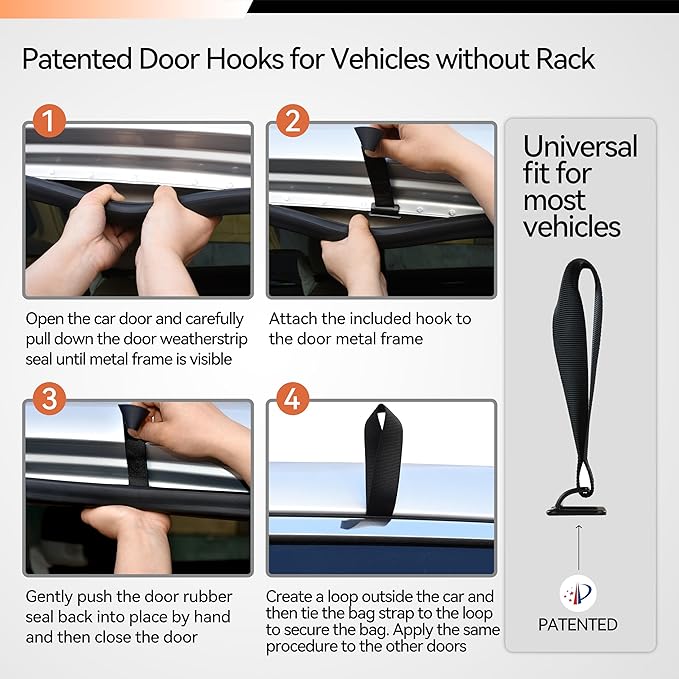 MARCHWAY Waterproof Car Roof Luggage Bag, Weatherproof Soft Shell Rooftop Cargo Carrier Bag for Vehicles with or Without Rack. 6 Door Hooks, Anti Slip Mat, Lock Included (15 Cubic Feet, Orange)