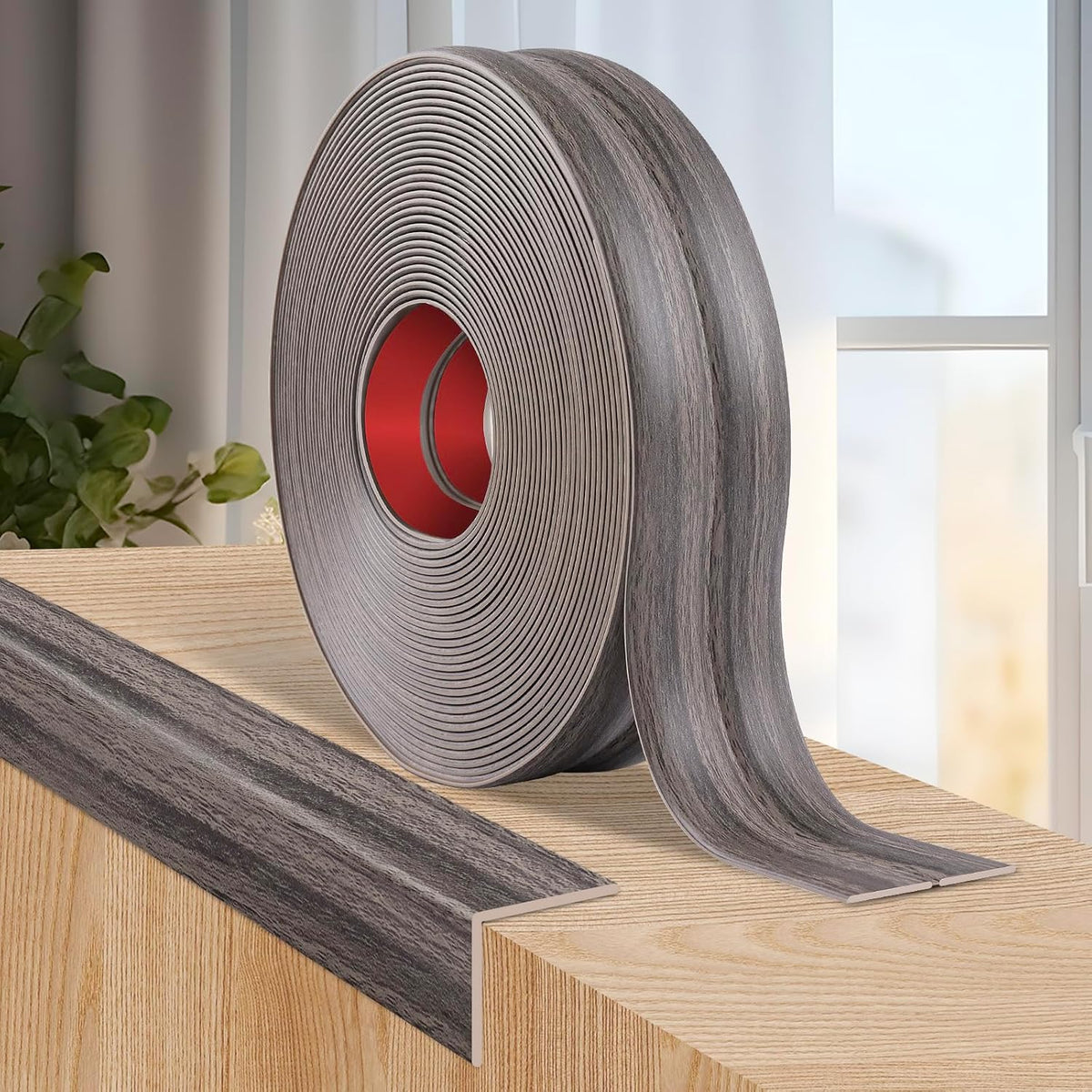 Flexible Wall Corner Protector Moulding Trim Peel and Stick Wall Corner Guards Edge Protector Self Adhesive Molding Trim Strip for Edge Ceiling (Brown Walnut Wood Grain, 0.8 in x 10 Ft)