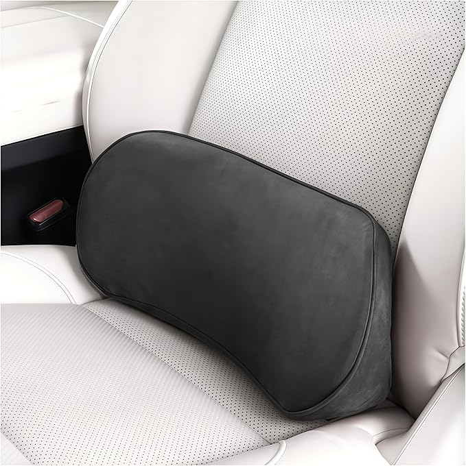 Car Lumbar Support Pillow, Memory Foam Vehicle Seat Lower Back Support Cushion for Back Pain Relief & Sciatica, Comfortable Auto Driver Seat Pad, Universal for Vehicles (Black)