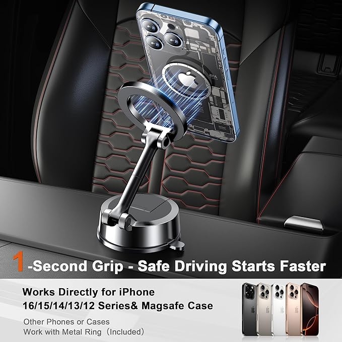 Qifutan for MagSafe Dash Mounted Holders Phone Holders for Your Car Phone Mount for Car Windshield Dashboard Universal Desk Mounts Hands Free Automobile Cell Phone Holder Fit for iPhone Smartphone