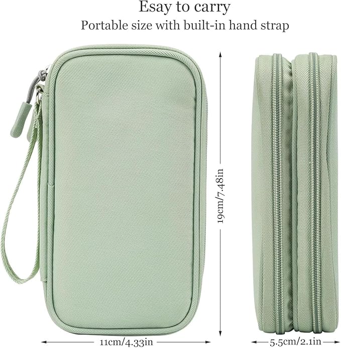 Electronic Organizer Travel Cable Accessories Bag,Electronic Organizer Case,Electronic Accessories Organizer Bag for Power Bank, Charging Cords, Chargers, Mouse, USB Cable, Earphones (Mint Green)
