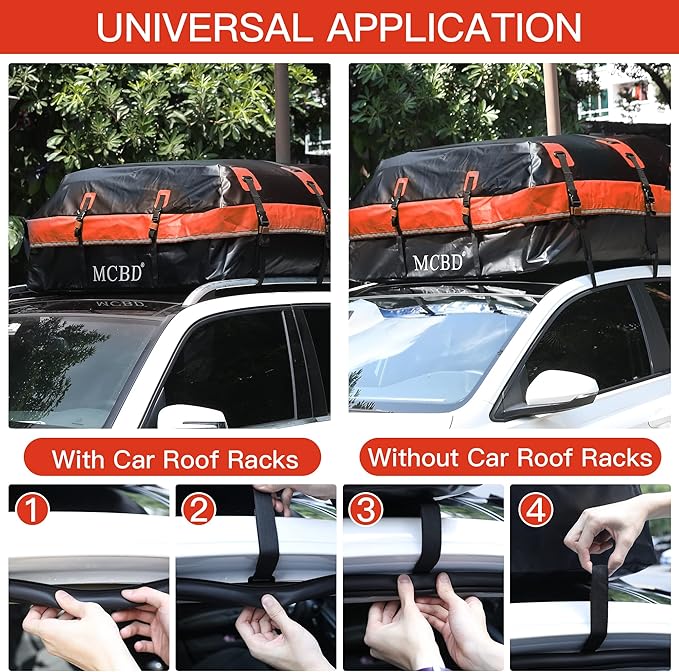 Rooftop Cargo Carrier, 26 Cubic Feet Soft-Shell Waterproof Car Roof Luggage Bag for All Vehicles SUV with/Without Rails, Includes 10 Reinforced Straps 6 Door Hooks Suitable, Storage Bag,Anti-Slip Mat