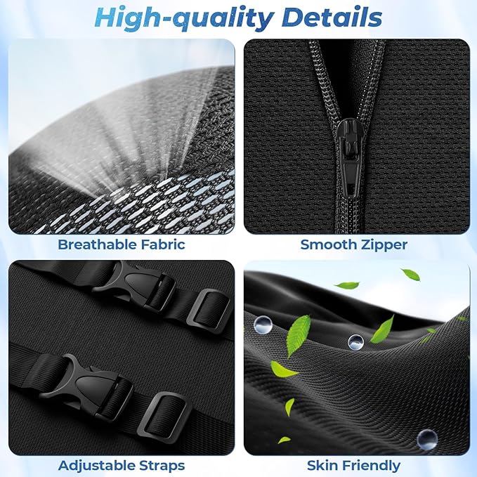 Lumbar Support Pillow for Office Chair Back Support - Memory Foam Lumbar Pillow for Car or Gaming Chair, Ergonomic Back Cushion with Adjustable Strap for Long-Hour Sitting (Black,X-Large)
