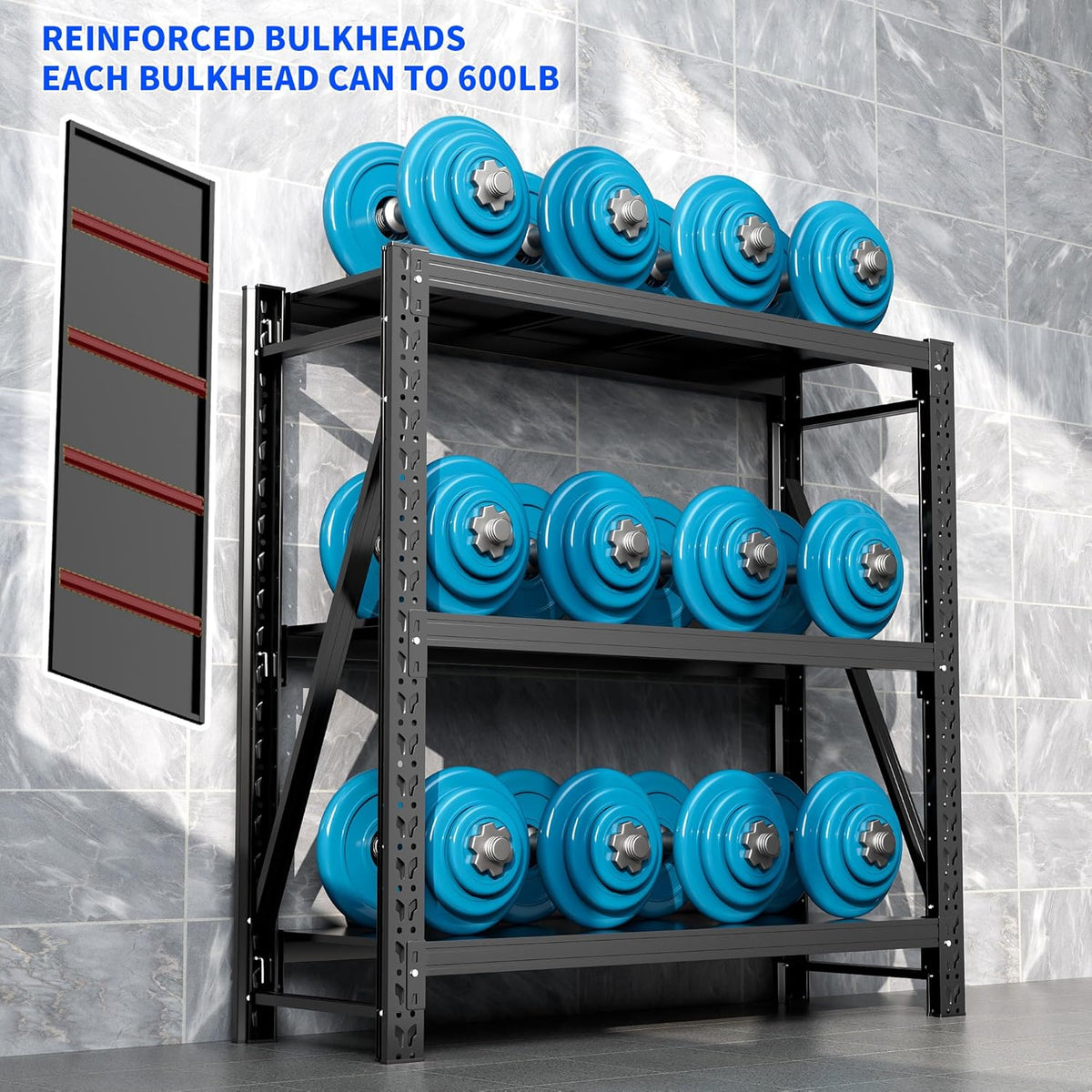 Garage Shelving Unit 1 Set Rustproof 50“W Heavy Duty Storage Shelves Easy Assembly 3 Tier Adjustable Metal Steel Utility Shelf Rack Garage Storage Organize for Tools Basement,Warehouse