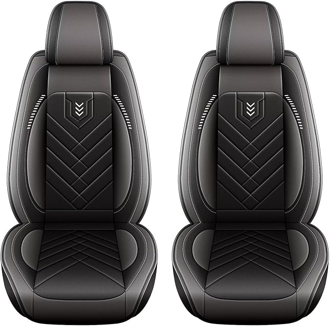 AOMSAZTO Car Seat Covers Front Set Fit for Ford Fusion 2010-2020 Faux Leather Waterproof Seat Covers Automotive Seat Cushion Protector(2 Seats, Black&Grey)