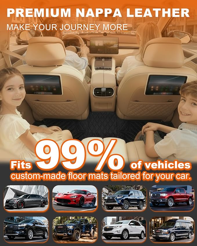 All-Weather car Floor MATS-Suitable for 99% of car Models,Leather car mat, offering Personalized Embroidery and Multiple Color Options,Provide Protection for car Rug (Darkbrown1)