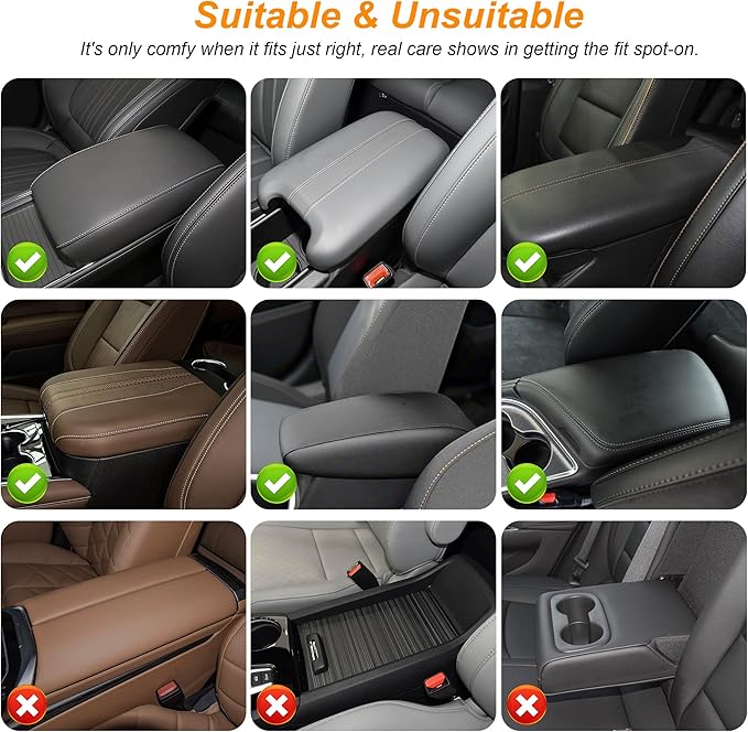 Armrest Cover for Car Fit for Jeep Wrangler - Center Console Cover with Cup Holders and 2 Storage Pockets(Black)