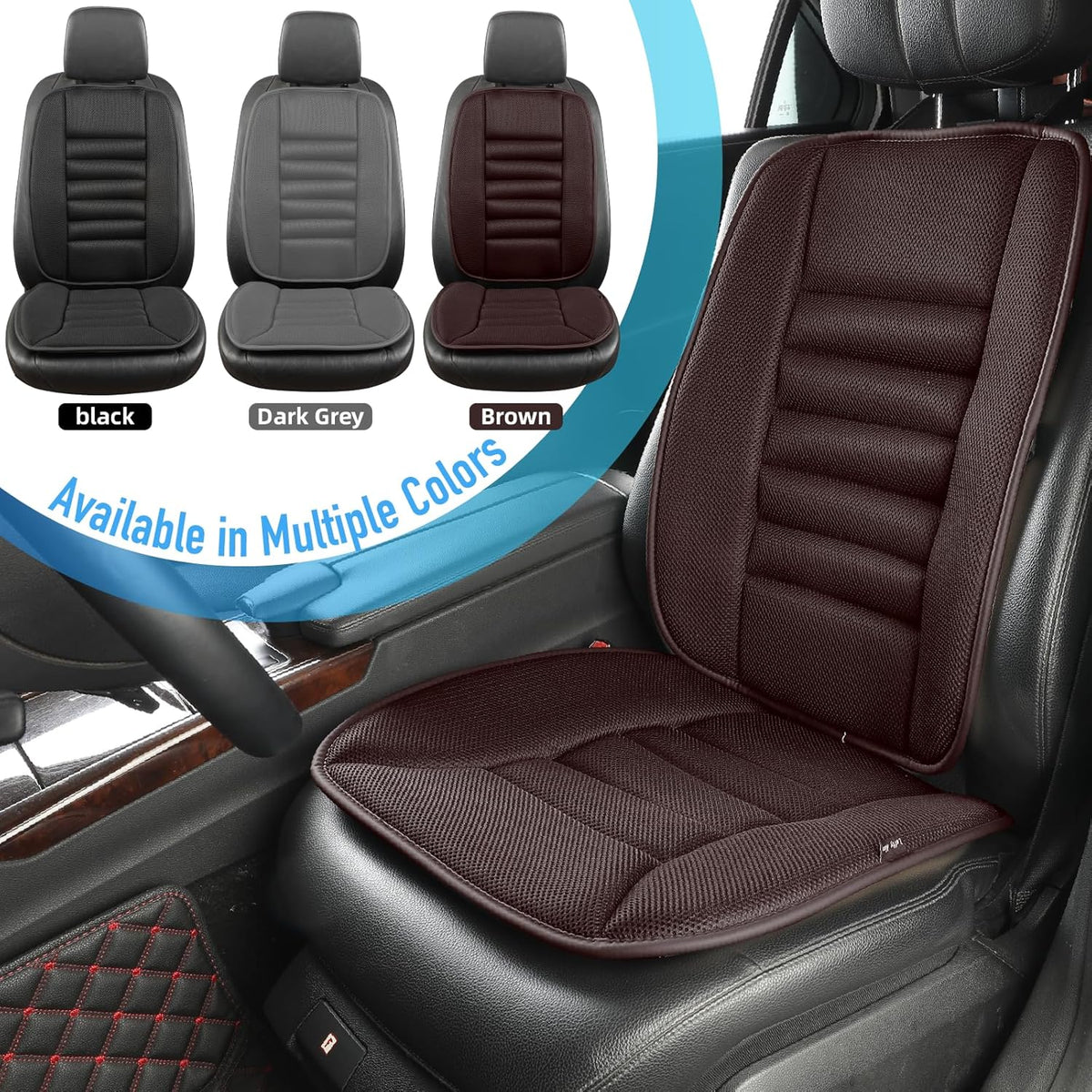 Memory Foam Car Seat Cushion with Lumbar Support Pillow, Memory Foam Driving Pillow for Back-Sciatica Pain Relief, Auto Pad Suitable for Car, Truck, SUV - 4D Mesh Brown