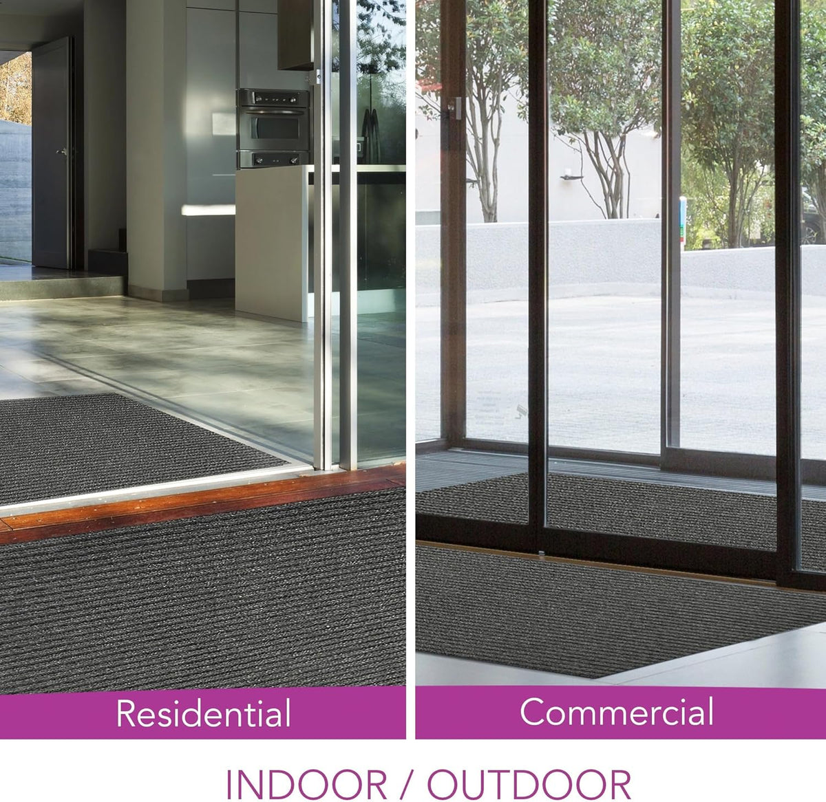 iCustomRug Spartan Weather Warrior Duty Indoor/Outdoor Utility Ribbed in 3ft,4ft,6ft Widths 70 Custom Sizes with Natural Non-Slip Rubber Backing 4'X76' in Charcoal