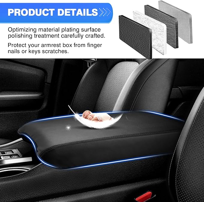 Autorder Center Console Cover for 2023-2025 2026 Honda Pilot/2024-2026 Ridgeline Passport Accessories Armrest Cover Anti-Scratch Middle Console Pad Leather Armrest Protector