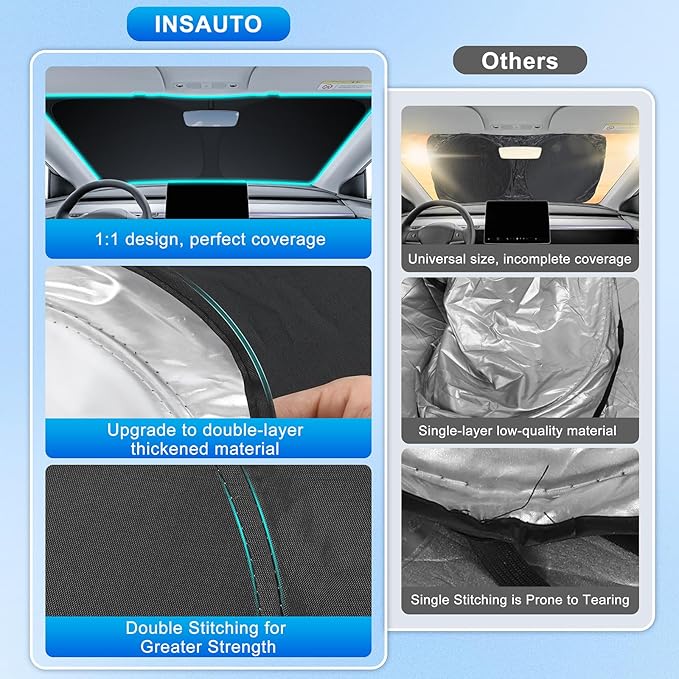 INSAUTO Custom Fit Windshield Sun Shade Accessories for Lexus RX 2016-2022, Foldable Front Window Sunshade, UV & Heat Reflector, Keeps Interior Cool, Includes Storage Bag