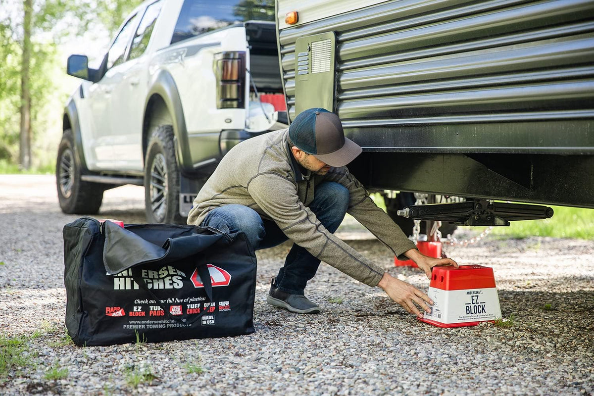 ANDERSEN HITCHES | RV Accessories | Single Trailer EZ Jack Block| Leveling System | RV Stabilizer Stands | Heavy Duty Camper Level for RVs | 3621