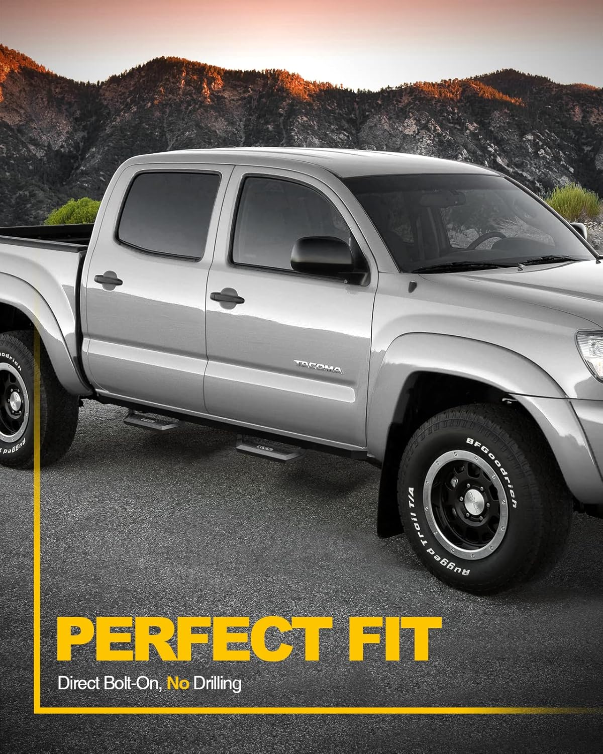 KYX Running Boards fit for 2005-2023 Toyota Tacoma Double Cab, Car Door Side Steps Nerf Bars Truck Boards Step Rails 6 inches