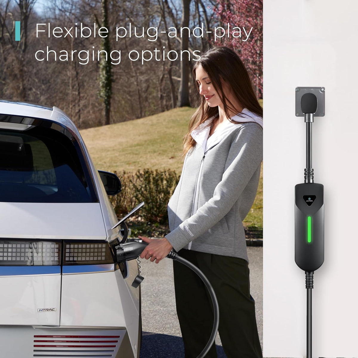 Lectron Level 1 / Level 2 EV Charger (12 Amp / 40 Amp) with Dual Charging Plugs (NEMA 5-15 & 14-50) - Portable Electric Car Charger Compatible with All J1772 EVs (Black)