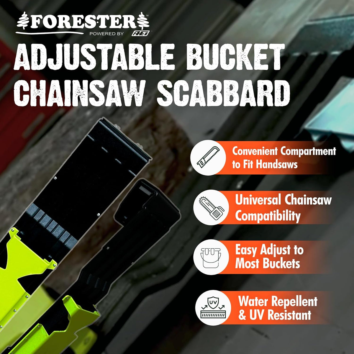 FORESTER Adjustable Bucket Chainsaw Scabbard with Handsaw Holder | Chainsaw Holder for Bucket Truck Accessories