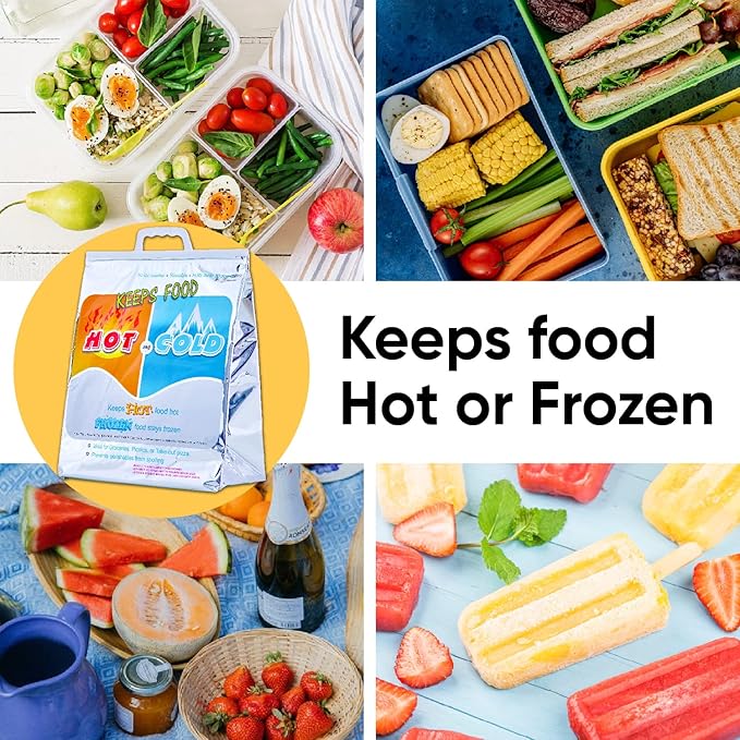 Superio Hot and Cold Insulated Bags for Food Delivery, Grocery Shopping Bags, Food Storage for Hot and Frozen Food for Travel, Disposable Cooler Bag, Reinforced Thermal Lunch Bag (3, 12"x13.5")
