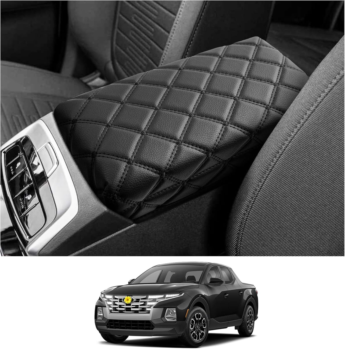 CDEFG Center Console Cover for 2022 2023 2024 Santa Cruz Pickup Truck Armrest Cover Console Pad Armrest Seat Box Cover Leather Protector 2022 2023 2024 Santa Cruz Car Interior Accessories