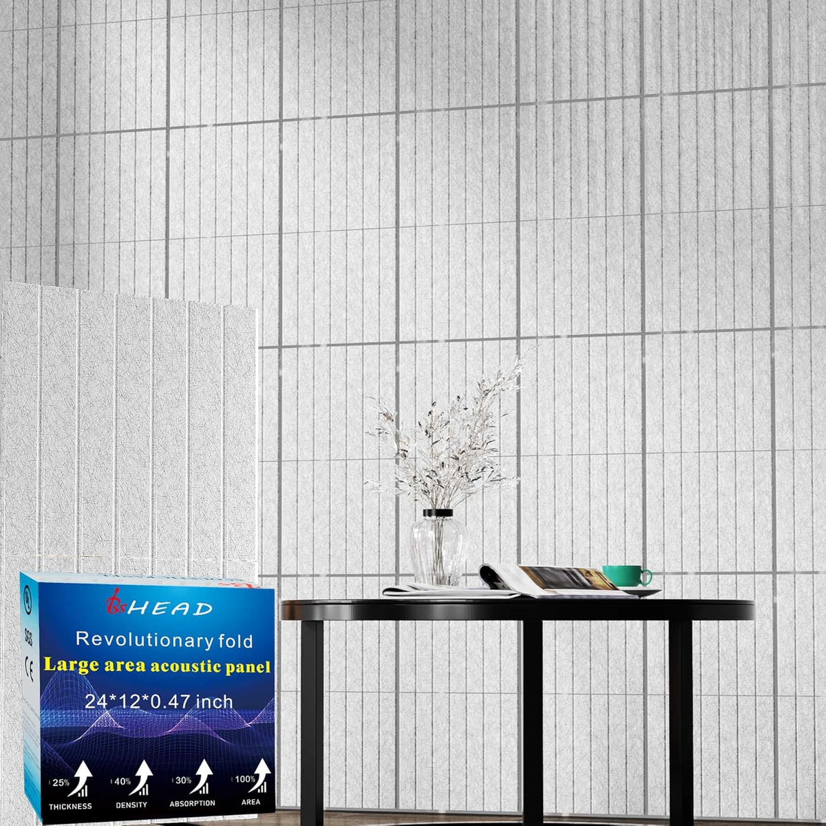 12 Pack Large Fold Soundproof Wall Panels,12 x 12 x 0.47 in Sound Proof Foam Panels for Walls, 1.2lb/ft³ High Density, Thicker 0.47in, Acoustic Panels, Sound Dampening Panels Gray