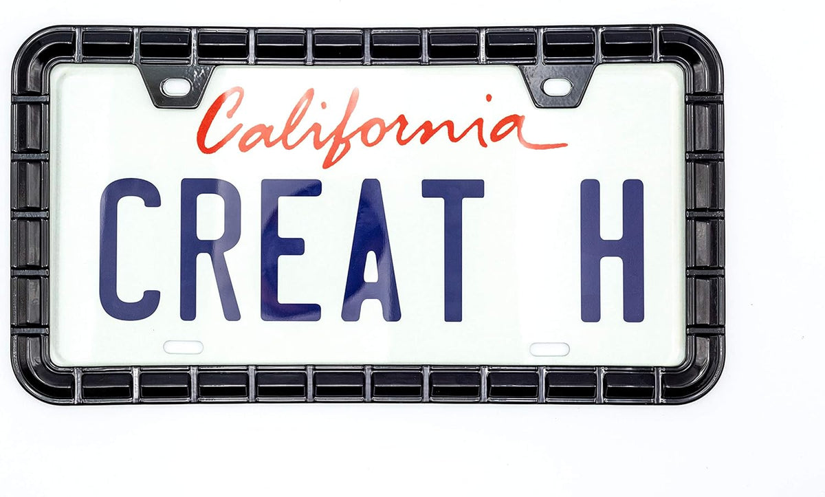 Creathome 3D Brilliance Black License Plate Frames, Pure Zinc Alloy Metal with Chain Patterned