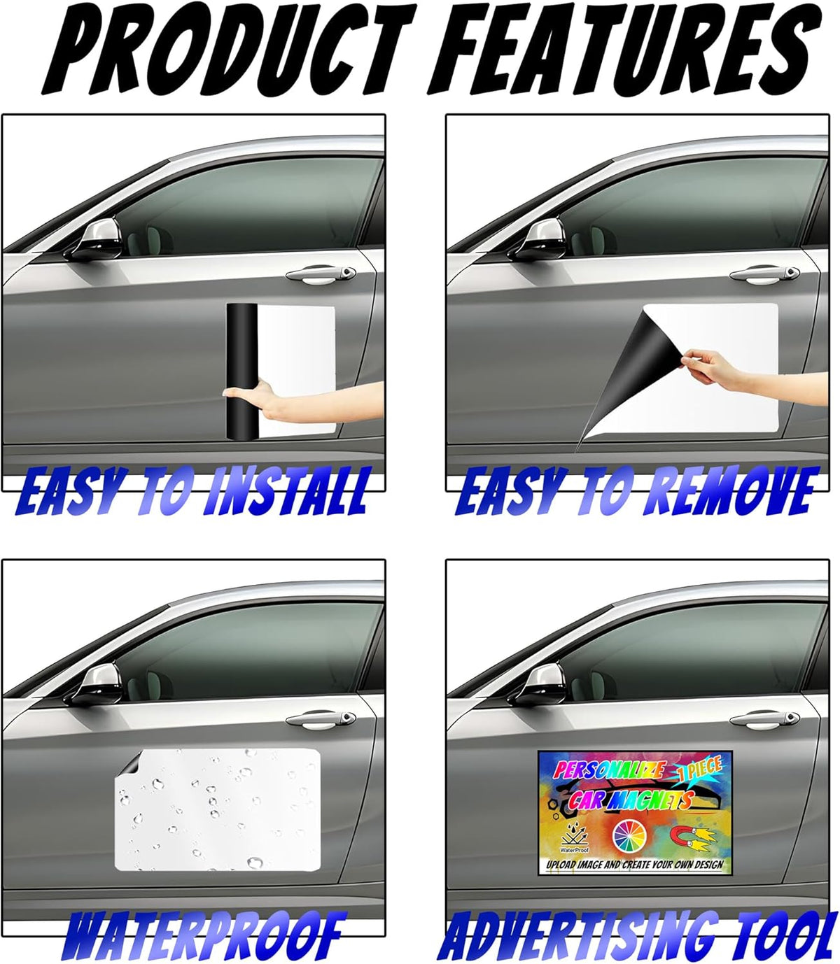 Custom Magnet Car Stickers, Personalised car Magnetic Signs for Business, Car Magnet with Text/Logo/Image,No Melting No Blow Off Easy to Move