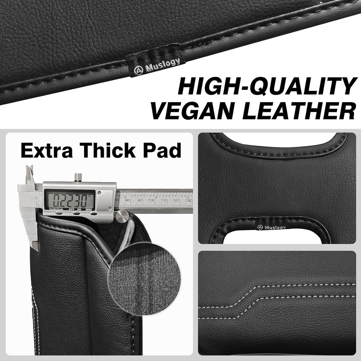 Muslogy Center Console Armrest Cover Compatible with Chevy Silverado & GMC Sierra 1500 2500 3500 2014-2018 Comfort Armrest Pad Arm Rest Cushion Vegan Leather Protector Regular Thick(Bucket Seat ONLY)