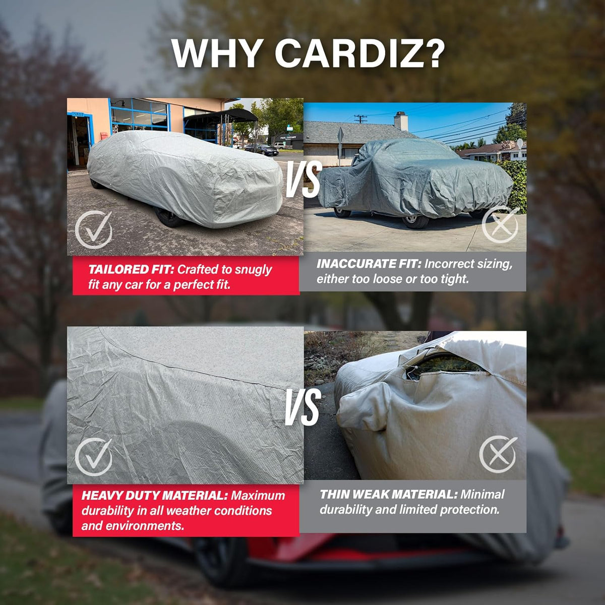 5-Layer Car Cover – Semi Custom Fit for Chevrolet Silverado 1500 Crew Cab 2018-2025, 6.6 Feet Bed | All-Weather Protection: Dustproof, Windproof, UV-Resistant, Breathable & Durable