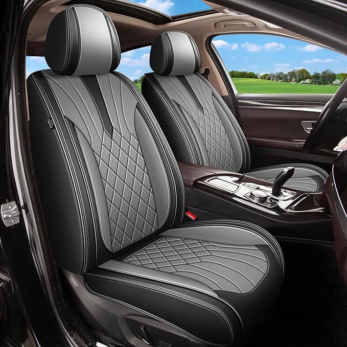Full Set Car Seat Covers for Lexus NX 250 - NX 350 - NX 350h - NX 450h 2022 2023 2024 2025 2026: Breathable Perforated Leather Seat Cover (Black & Grey)