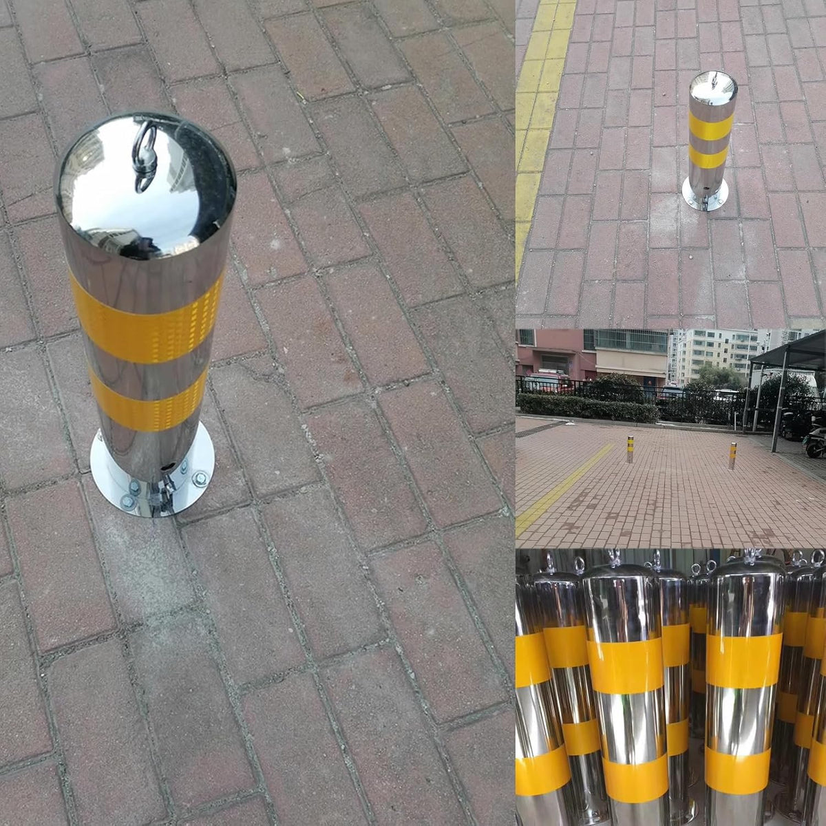 Safety Barrier Bollard, Steel Car Parking Protection Posts, Caution Cones, Driveway Barrier, Parking Stopper for Garage, Perfect for Traffic-Sensitive Area(Yellow (1PCS))