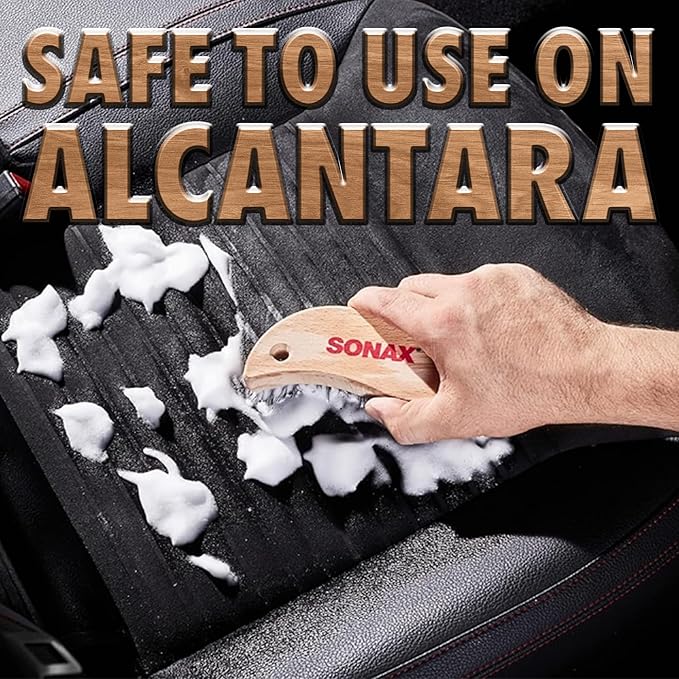 SONAX Textile & Leather Brush | Professional Interior Cleaning Brush for Fabric Upholstery Alcantara & Leather Surfaces | Durable, Ergonomic Car Detailing Tool | 416741