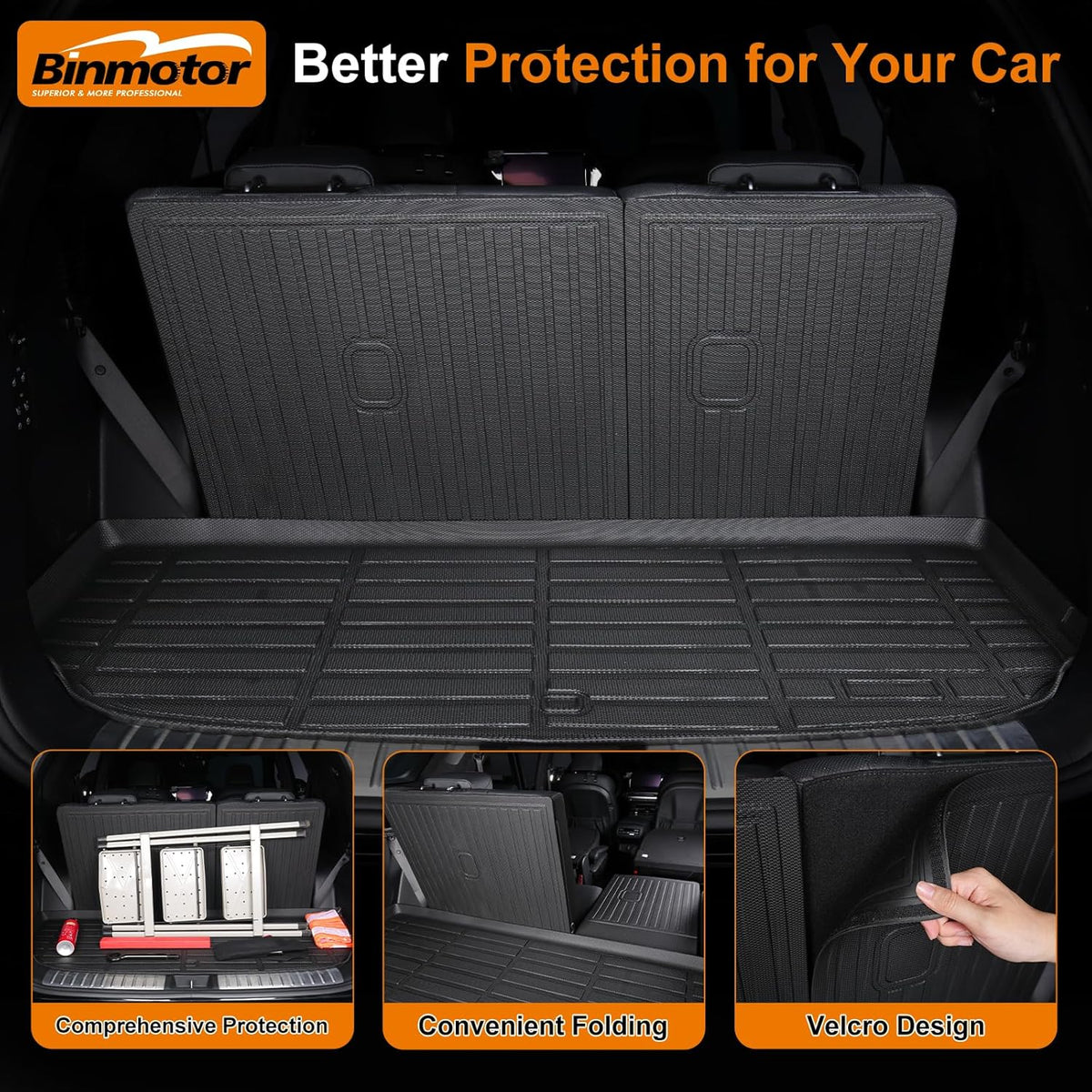Binmotor-Floor Mats Cargo Liner Full Set for 2017-2024 Mini Countryman F60(Not for Manual Transmission),Waterproof TPE Rubber Liners for Mini Countryman Trunk Liner Accessories Mats