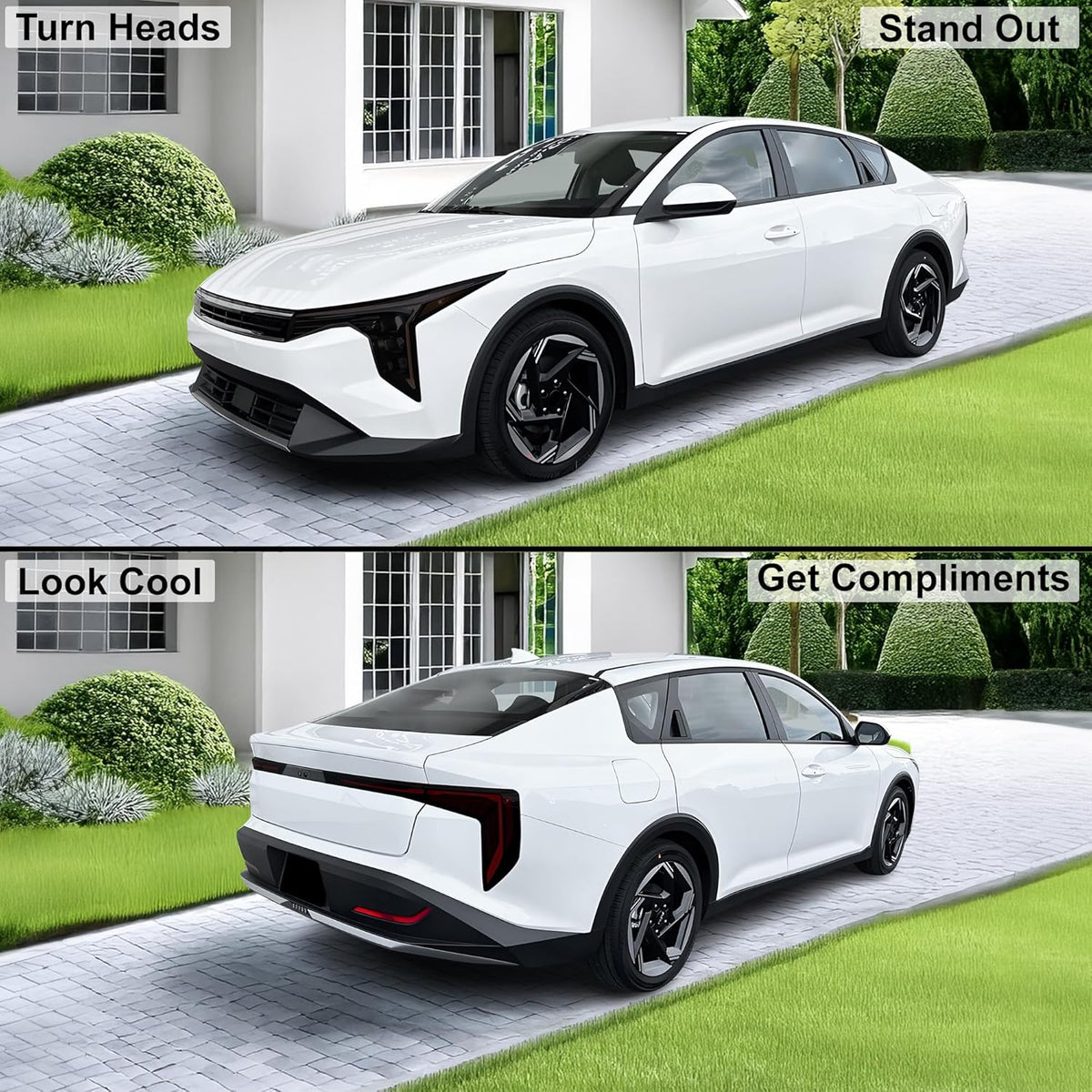 BOGAR TECH DESIGNS Precut for KIA K4 2025-2026 Full Headlight Taillight Head Tail Light Tint Kit, Dark Smoke