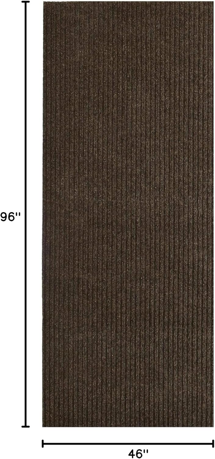 iCustomRug Spartan Weather Warrior Duty Indoor/Outdoor Utility Ribbed in 3ft,4ft,6ft Widths 70 Custom Sizes with Natural Non-Slip Rubber Backing 4'X8' in Brown