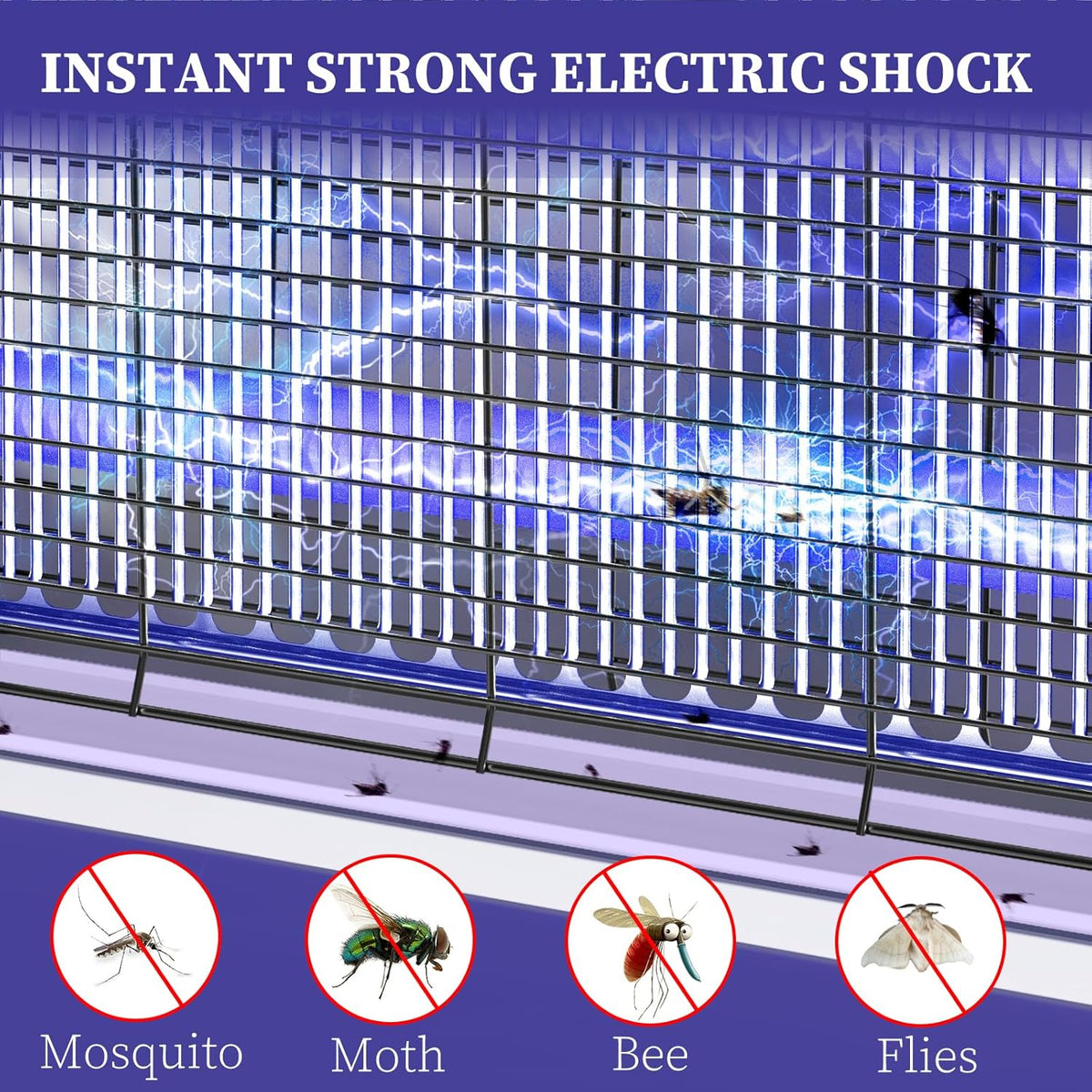 PALONE Electric Bug Zapper 3200V Mosquito Zapper Killer Indoor Insect Killer with Hanging Chain Mosquito Trap with Removable Collection Tray USB Electric Bug Zapper Outdoor for Home Office (16 in)