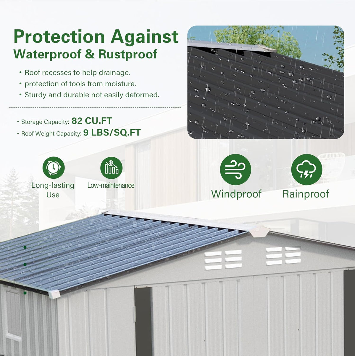 6X3.5 FT Outdoor Storage Shed with Window, Metal Garden Sheds w/Lockable Door and Vents, Waterproof Steel Tool House for Backyard, Patio, Lawn, Sundries & Utility Storage, White